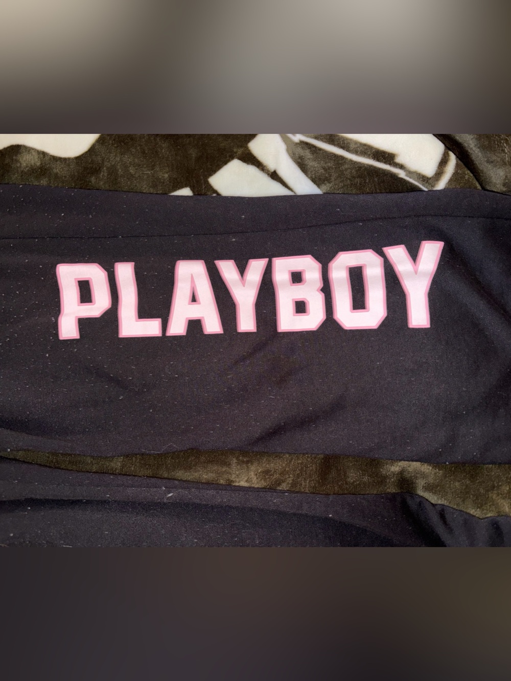 PLAYBOY Black Sweatpants with Pink Vertical Logo